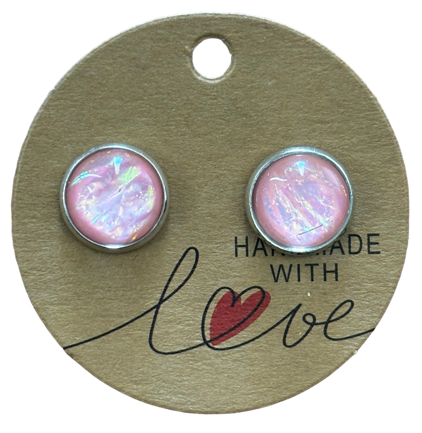 Lt Pink Opal Sparkling Stud Earrings / Petite Elegance Handmade Sparkling Earrings