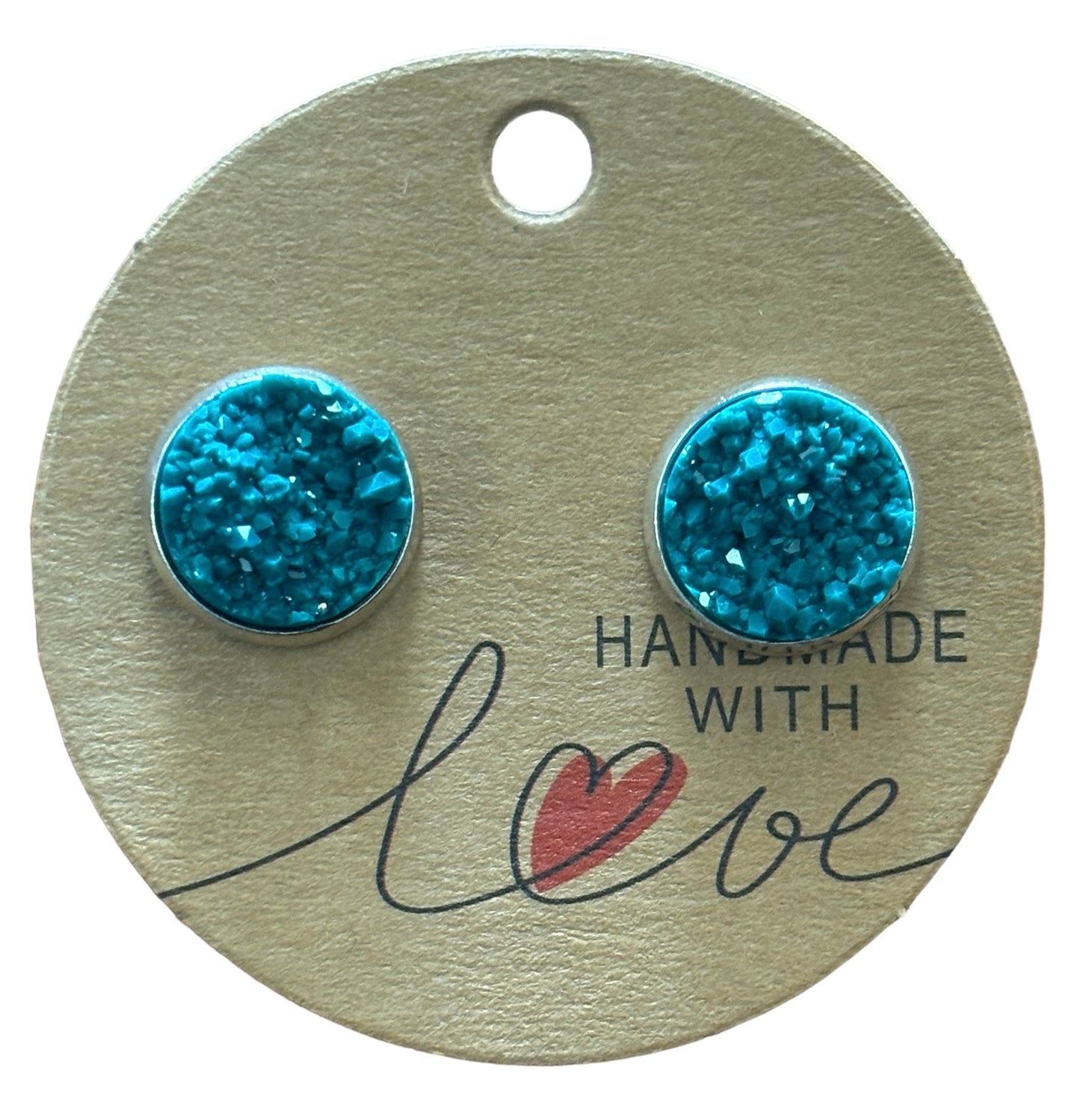 Teal Stud Earrings / Petite Elegance Handmade Sparkling Earrings