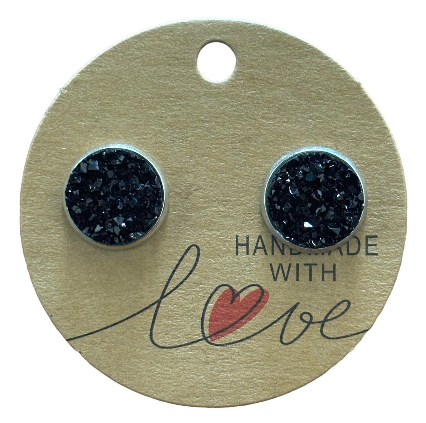 Black AB Sparkling Stud Earrings / Petite Elegance Handmade Sparkling Earrings