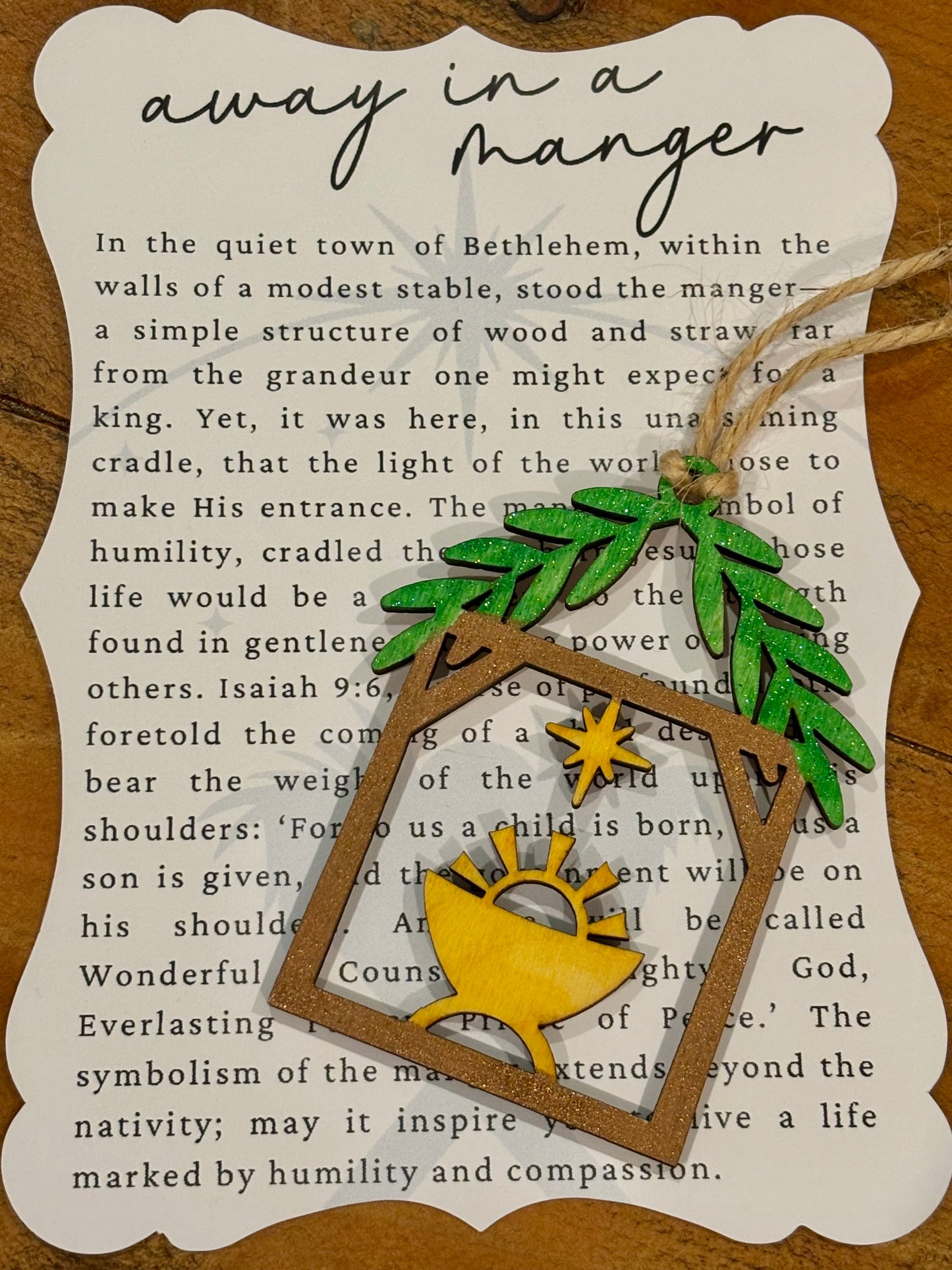 Away In a Manger Story Card Ornament