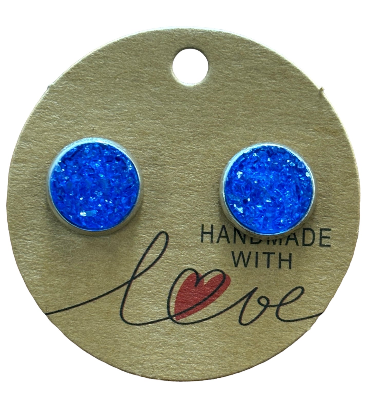 Royal Blue Sparkling Stud Earrings / Petite Elegance Handmade Sparkling Earrings