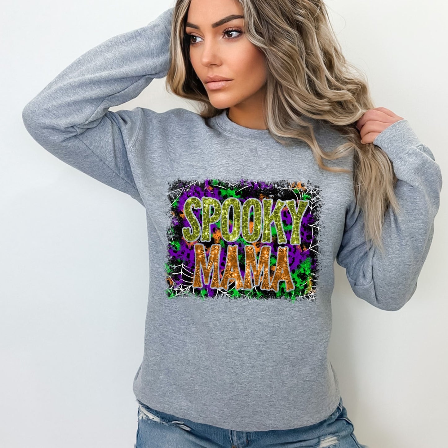 Spooky Mama Faux Sequin Shirt