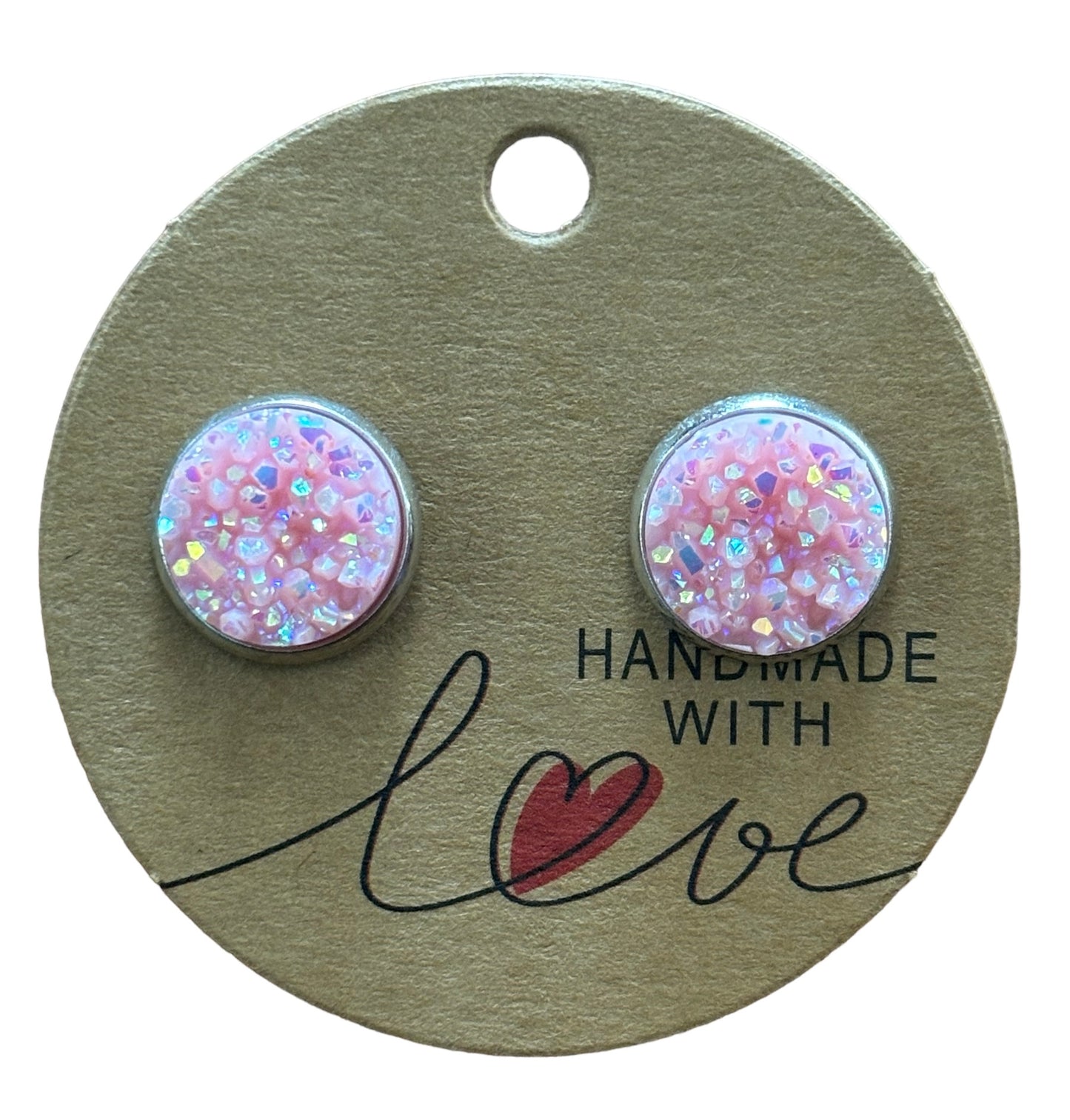 Pink AB Sparkling Stud Earrings / Petite Elegance Handmade Sparkling Earrings