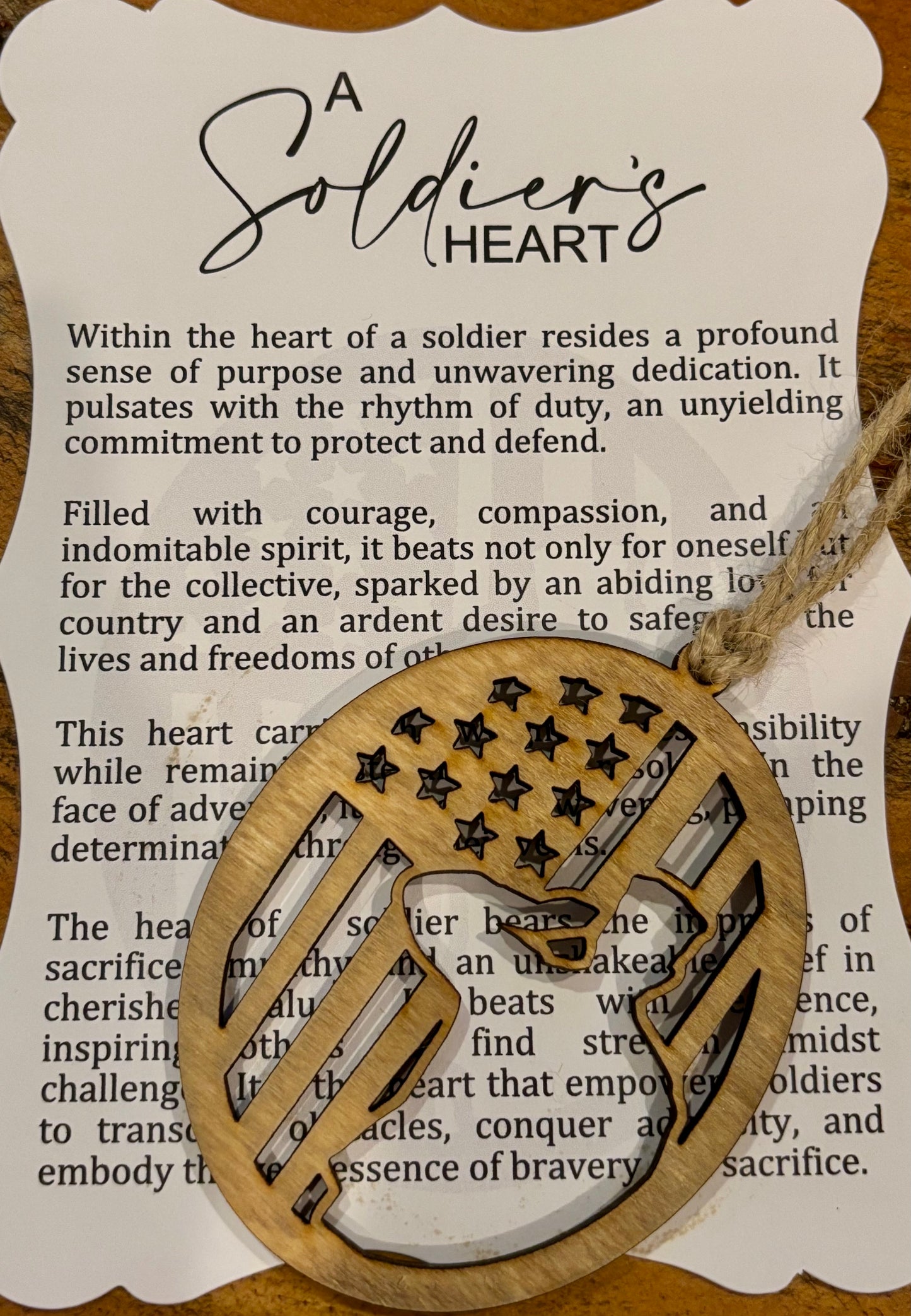 A Soldiers Heart Story Card Ornament
