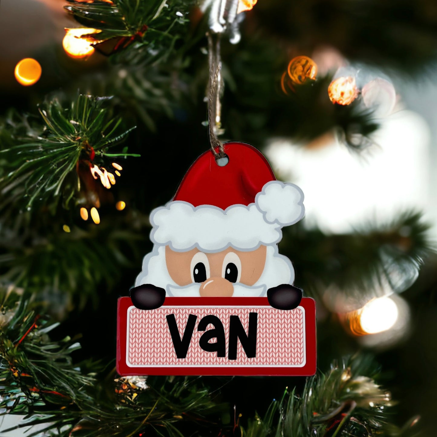 Personalized Wooden Ornament Peeking Santa