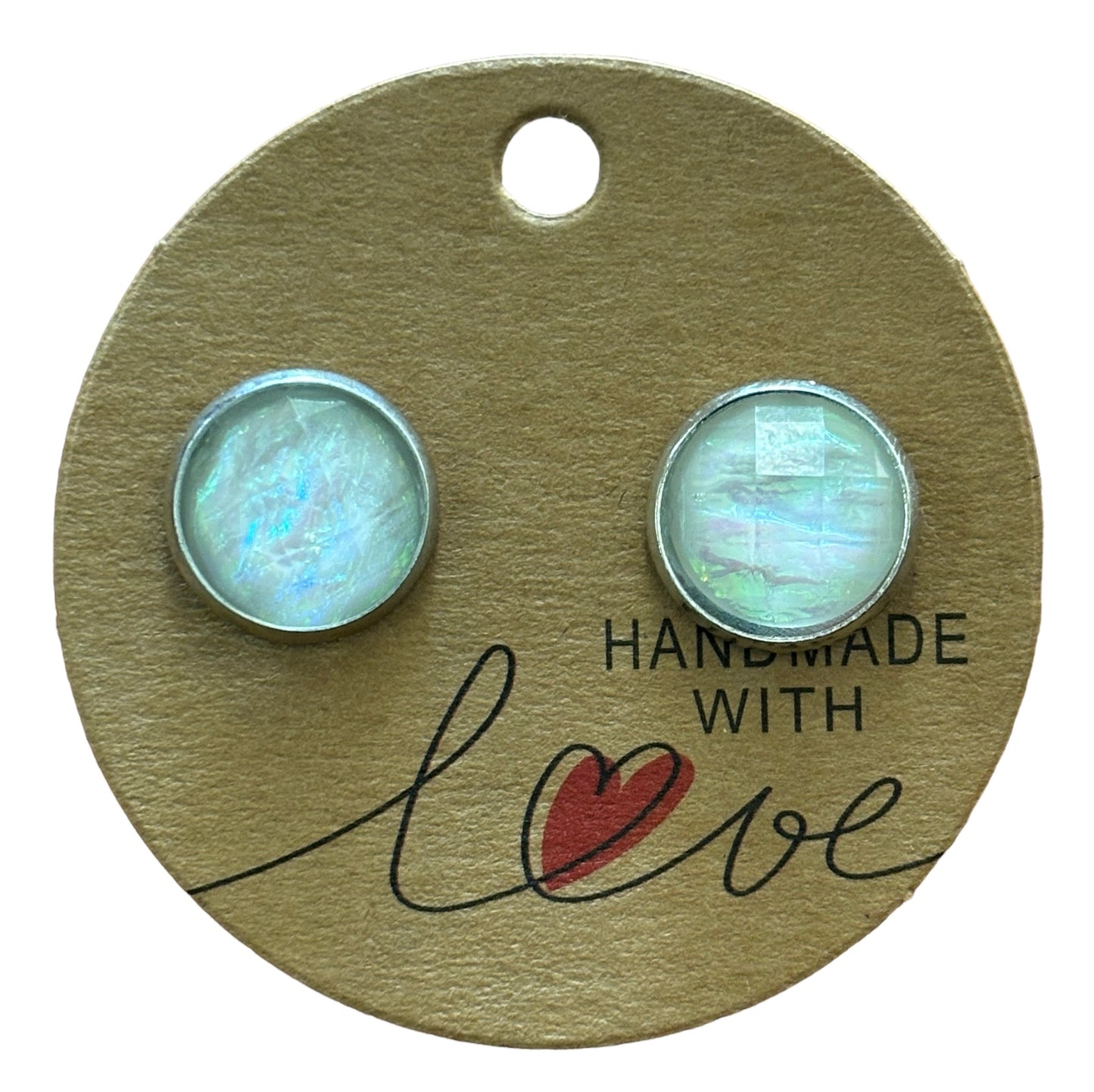 Opal Sparkling Stud Earrings / Petite Elegance Handmade Sparkling Earrings