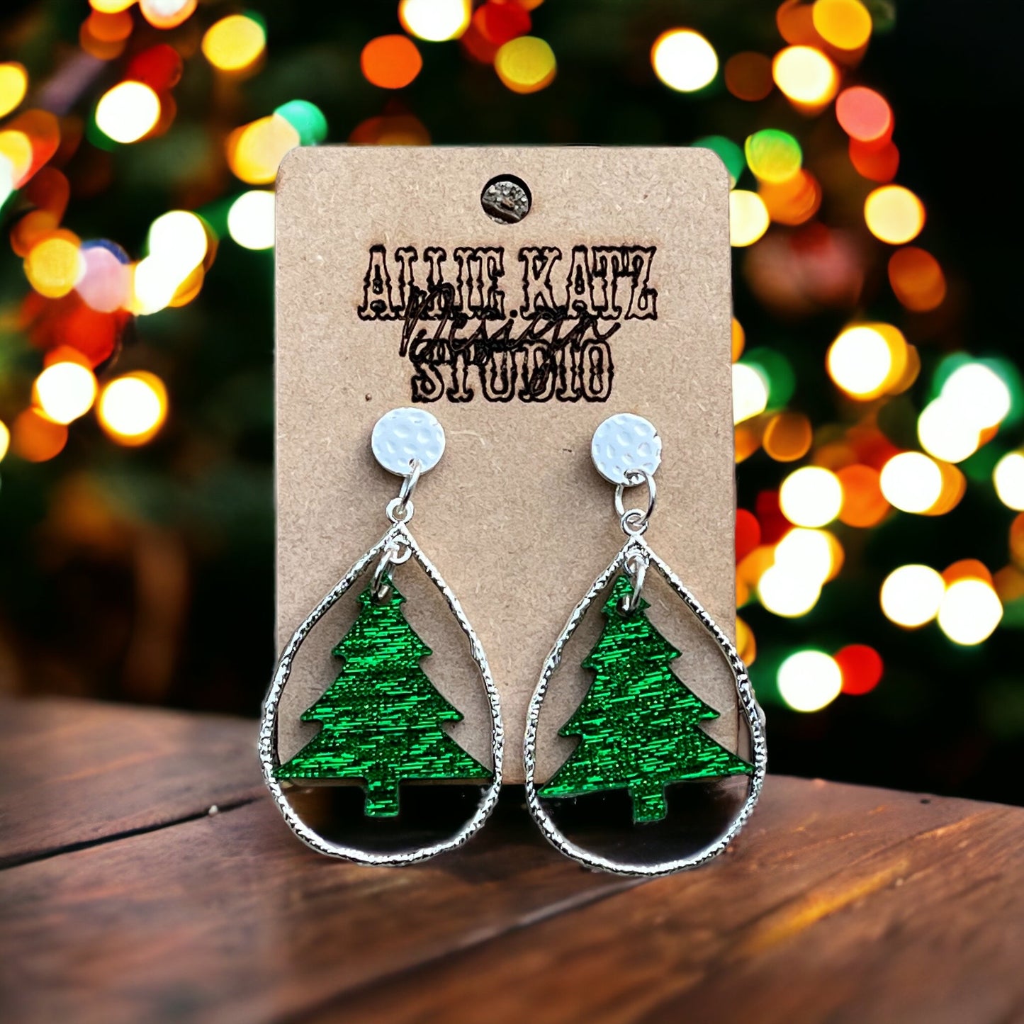 Emerald Sparkle Tree Earrings
