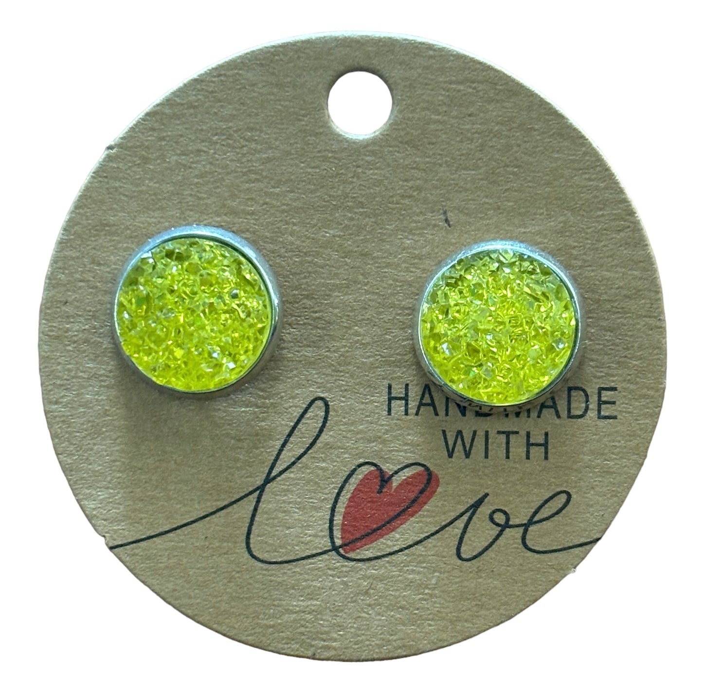 Yellow Sparkling Stud Earrings / Petite Elegance Handmade Sparkling Earrings