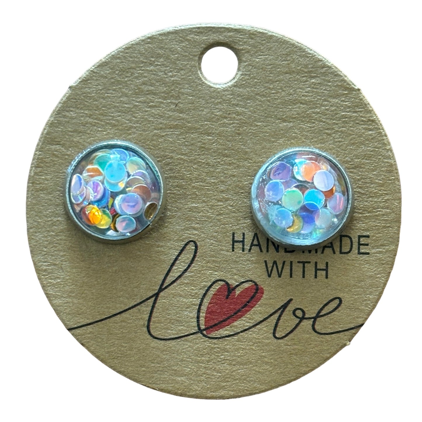 AB Multicolor Glitter Stud Earrings / Petite Elegance Handmade Sparkling Earrings
