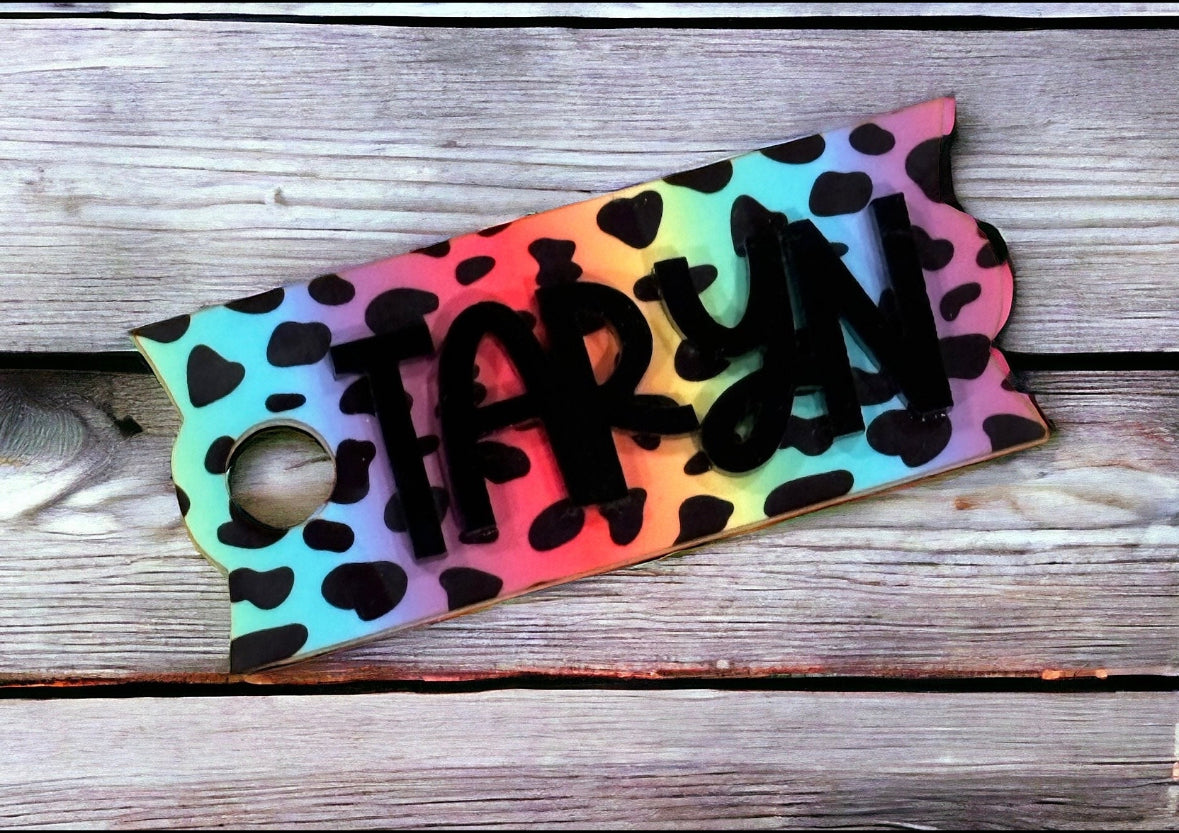 Rainbow Leopard Name Tag for 30 or 40oz Stanley cup