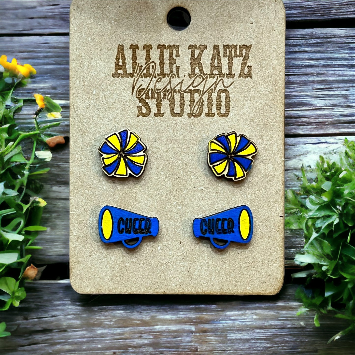 Pom Pom and Megaphone Stud Earring Set