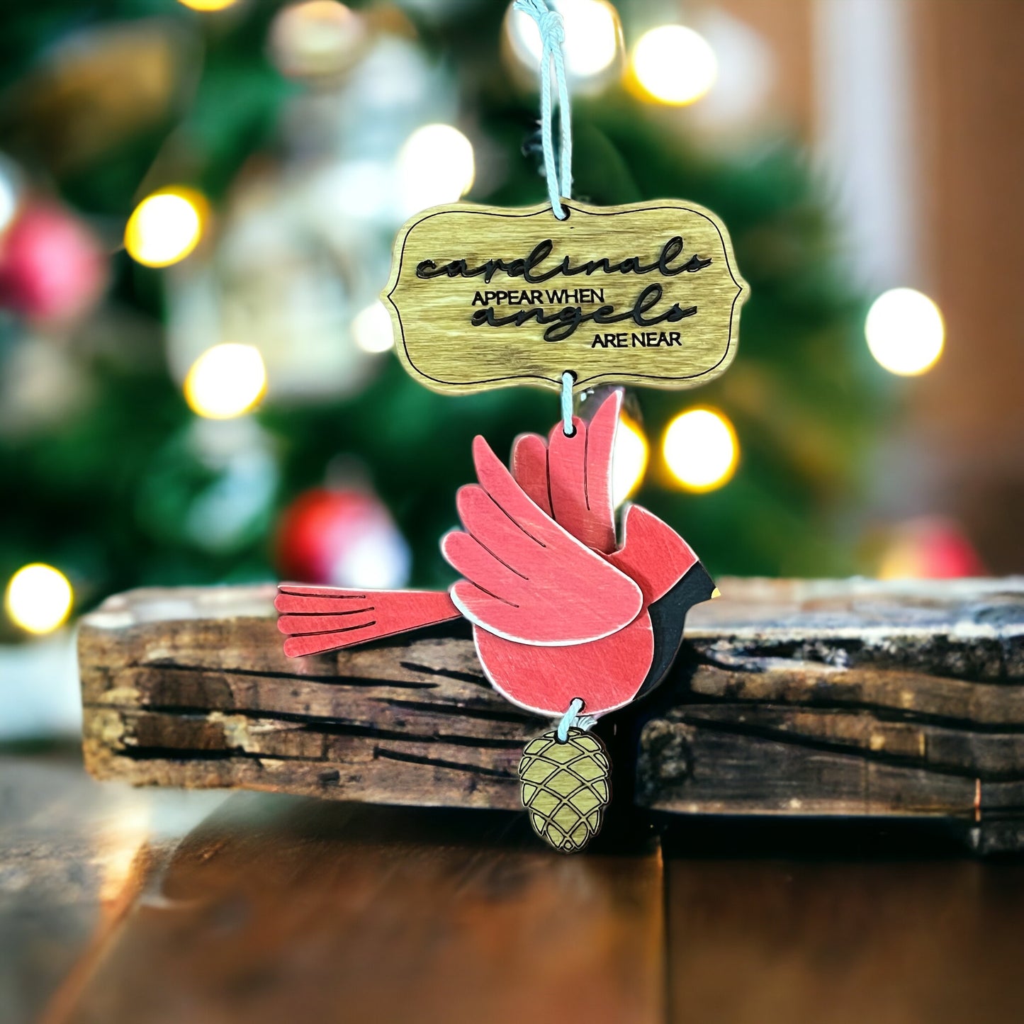 Cardinals Appear Christmas Ornament with optional personalization