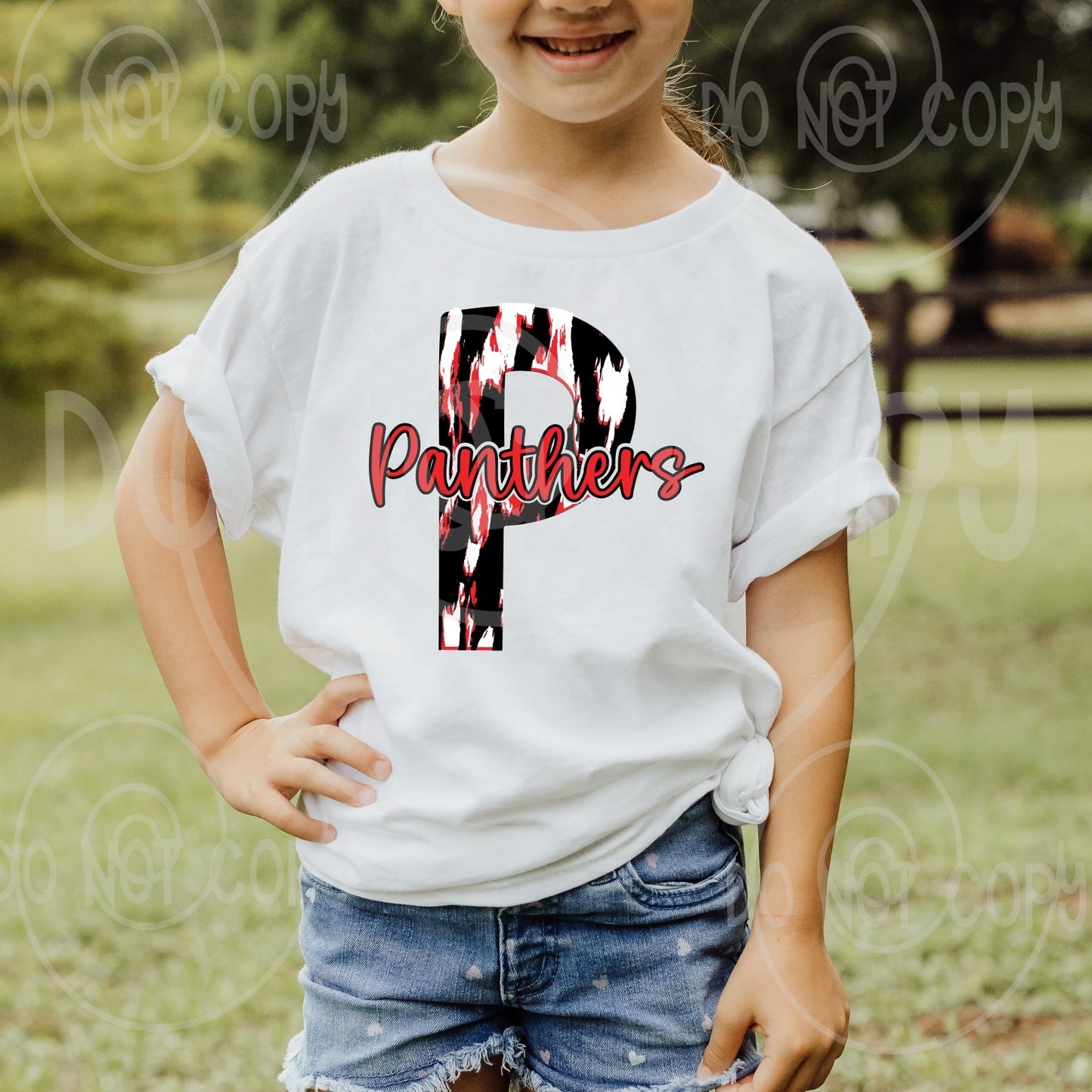 Paint Stroke P Panthers Mascot Spirit Tee
