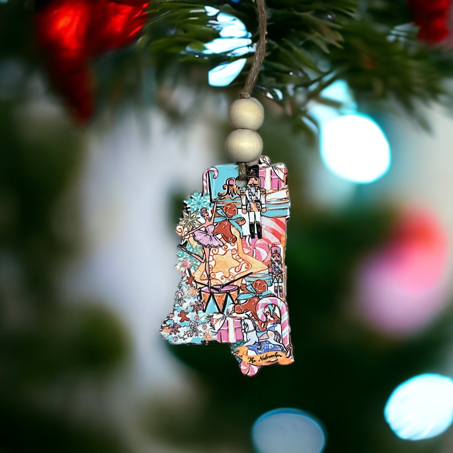 MS Shaped Nutcracker Ballet Wood Christmas Ornament