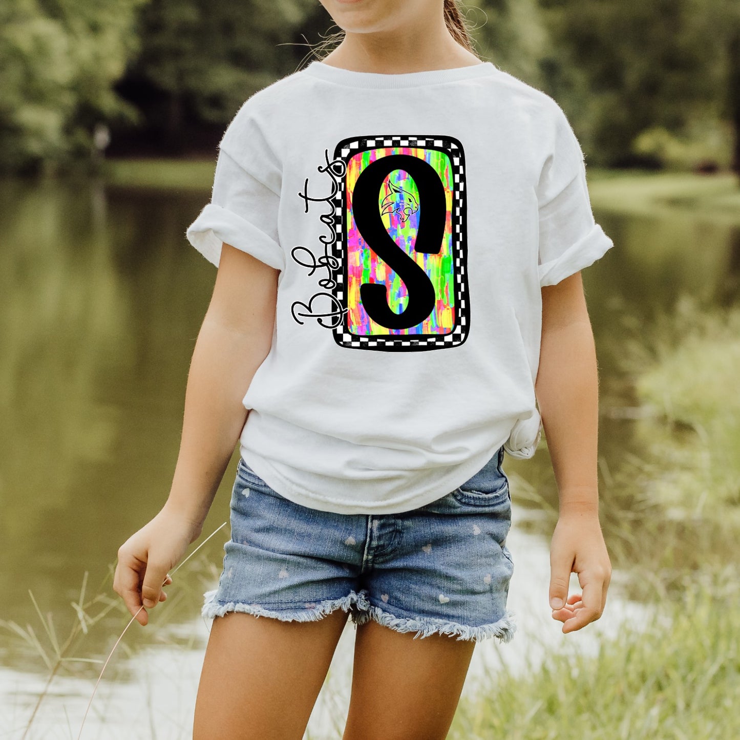Paint Stroke Letter Mascot Spirit Tee