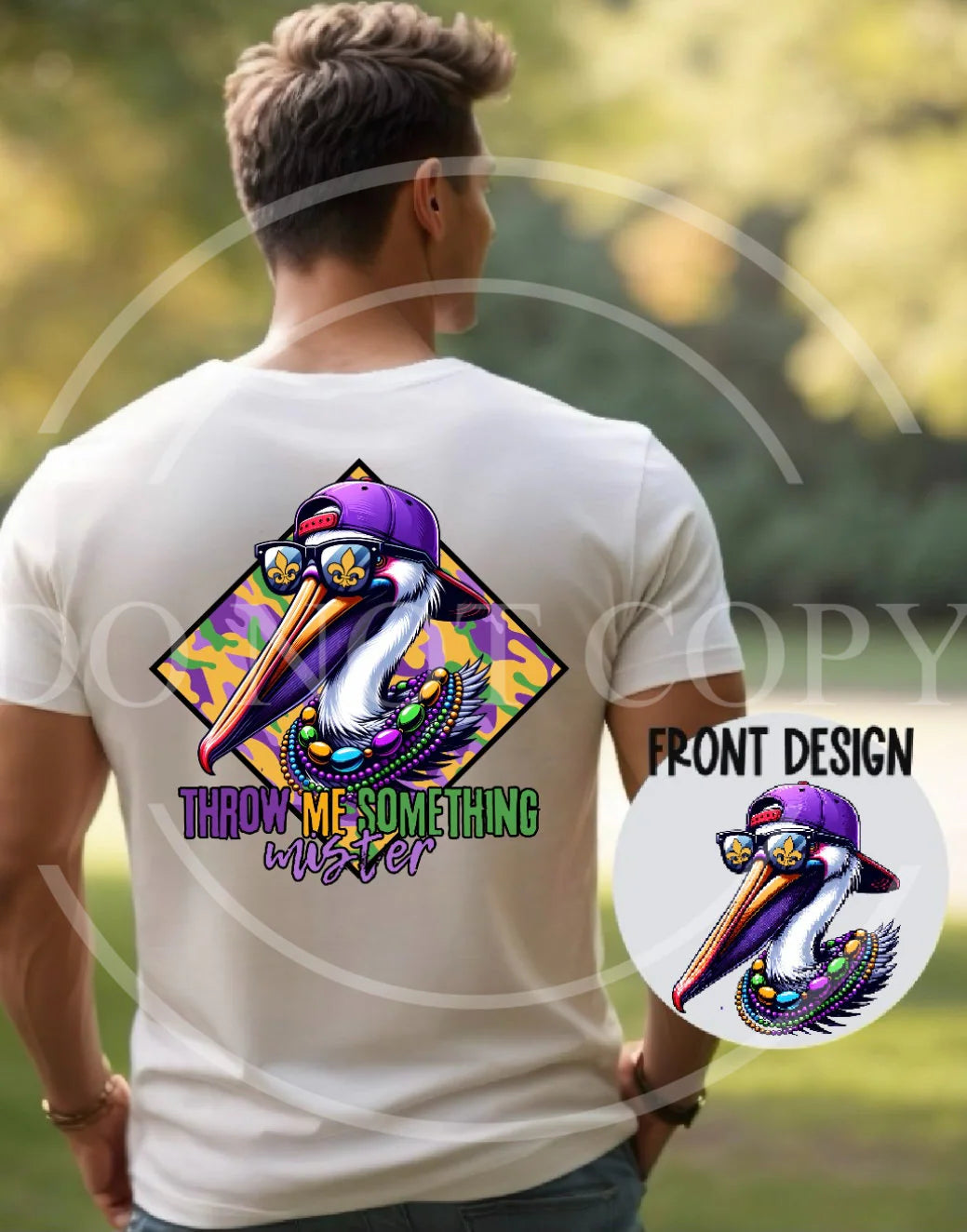 Throw me Something mister Mardi Gras pelican Authentic Outdoors Tee