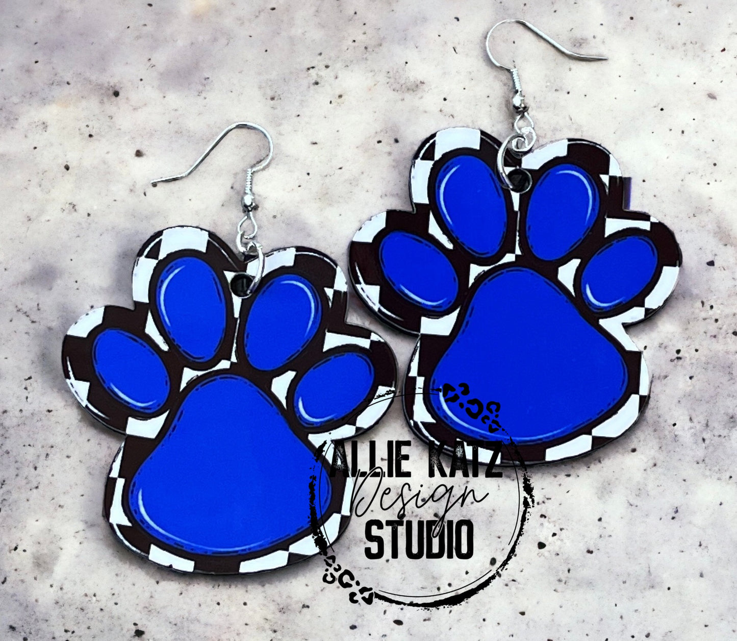 Blue and Black paw leopard Earrings