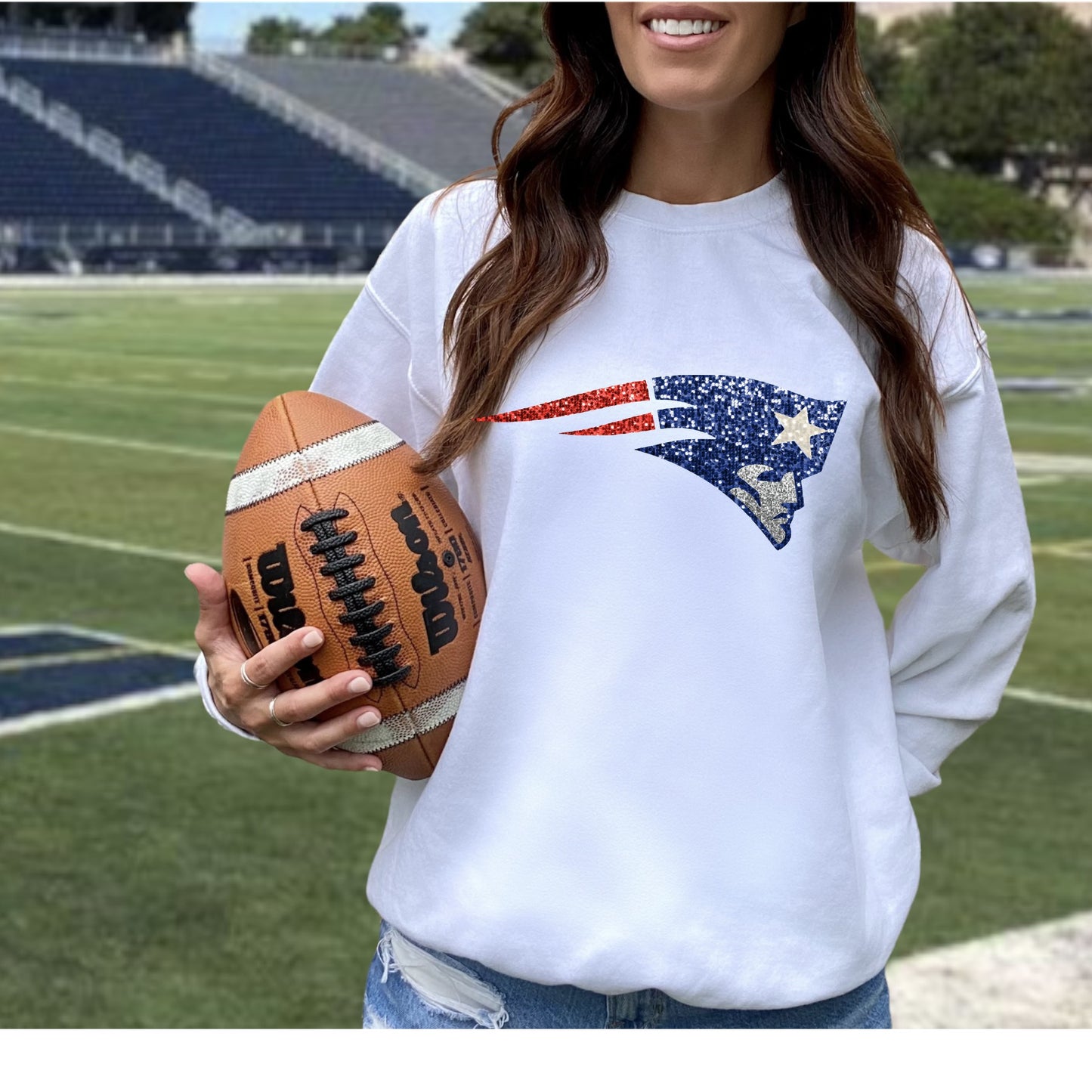 NE Patriots Faux Sequin Shirt