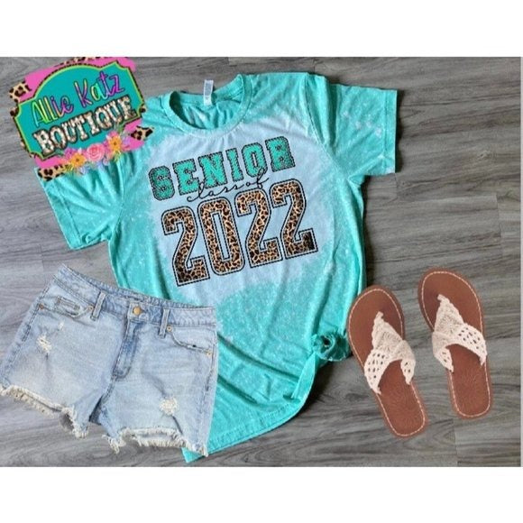 Senior 2022 leopard bleached T-shirt /class of 2022 tee/leopard bleached tee
