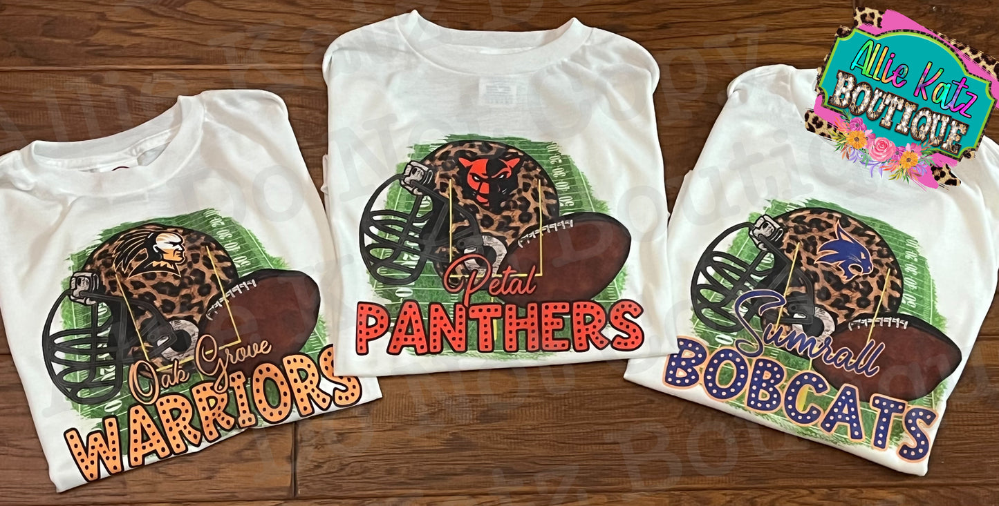 Football leopard helmet for any school Tee