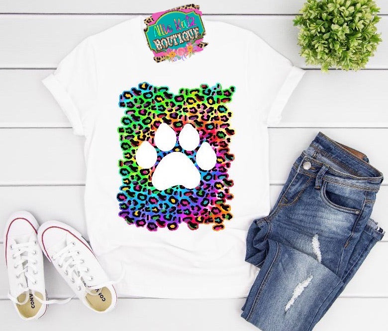 Paw Print Leopard rectangle Tee