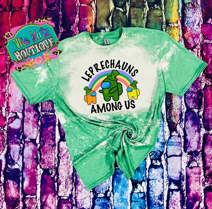Leprechauns Among Us bleached tee