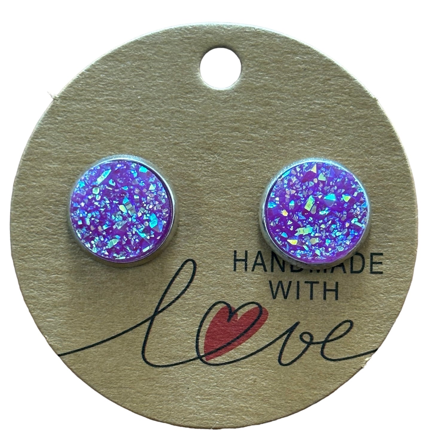 Purple AB Sparkling Stud Earrings /  Petite Elegance Handmade Sparkling Earrings