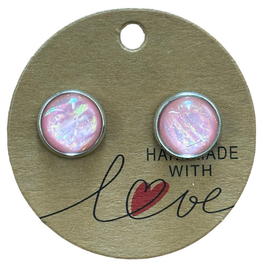 Lt Pink Opal Sparkling Stud Earrings /  Petite Elegance Handmade Sparkling Earrings