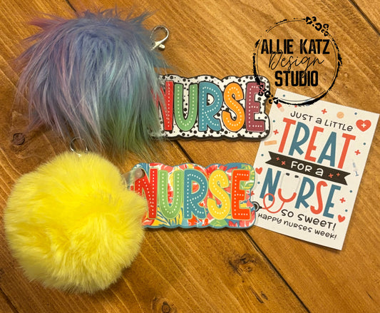 Nurse Keychain with Pom Pom