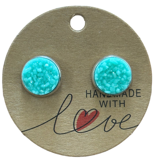 Sweet Mint Stud Earrings /  Petite Elegance Handmade Sparkling Earrings