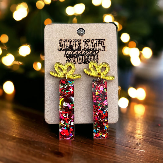 Christmas Confetti Rectangle Earrings