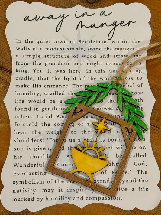 Away In a Manger Story Card Ornament