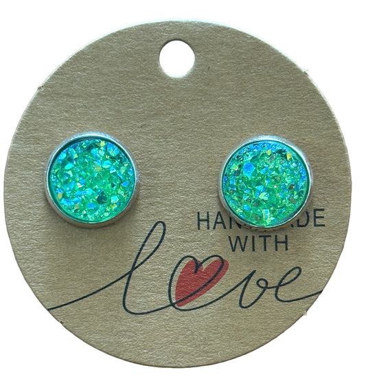 Aqua Mint AB Sparkling Stud Earrings /  Petite Elegance Handmade Sparkling Earrings