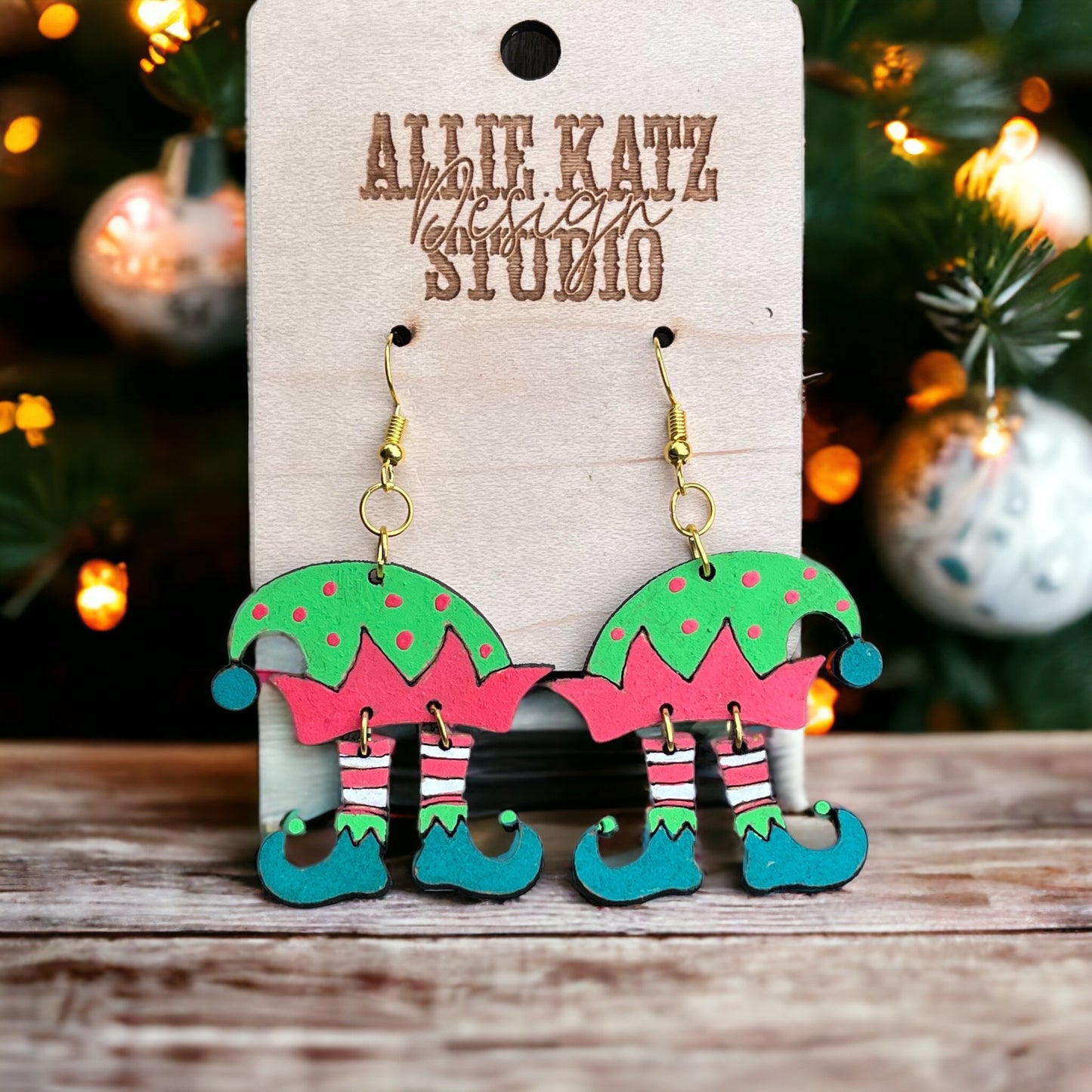 Elf hat with Dangle Legs Earrings