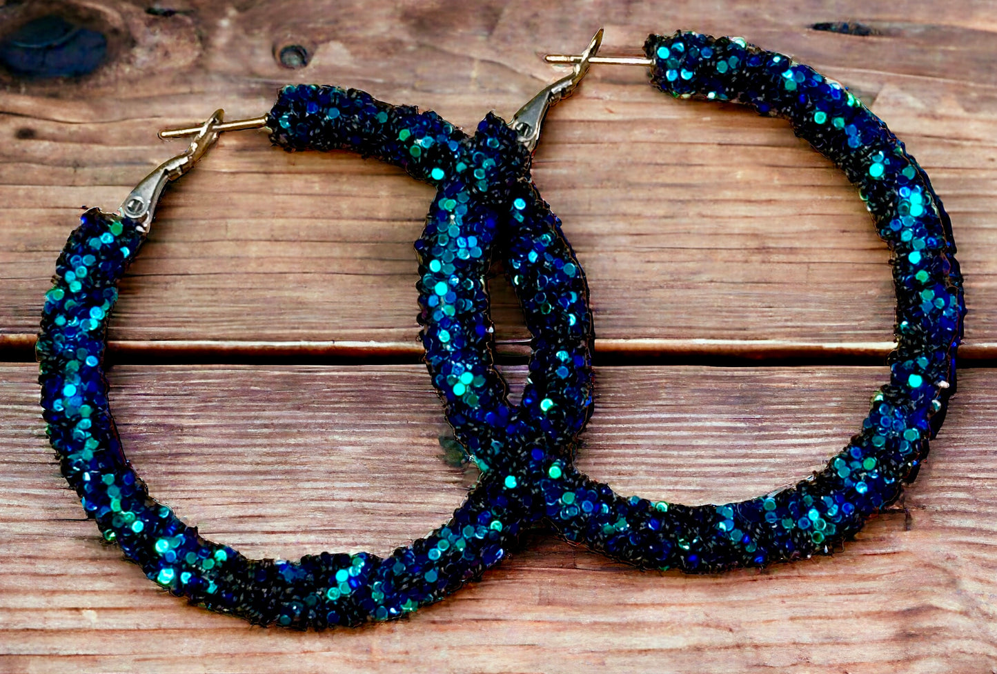 Chameleon Glitter Sparkling Elegance Hoop Earrings