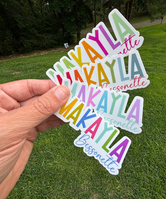 Multi Color Name Stickers - girly (set of 10)