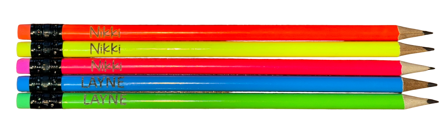 Personalized Neon Pencil Set