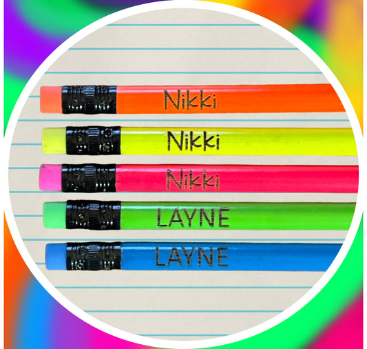 Personalized Neon Pencil Set