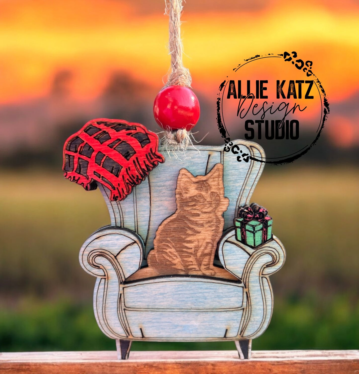 Arm Chair Christmas Ornament with custom pet for Fundraiser