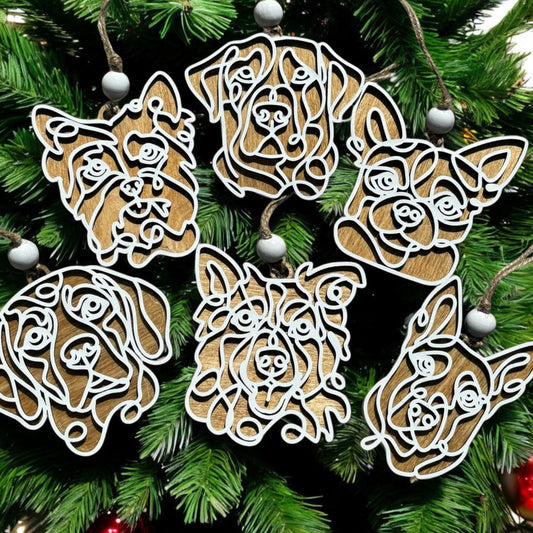 Line Art Dog Ornament for Fundraiser-  Non Personalized