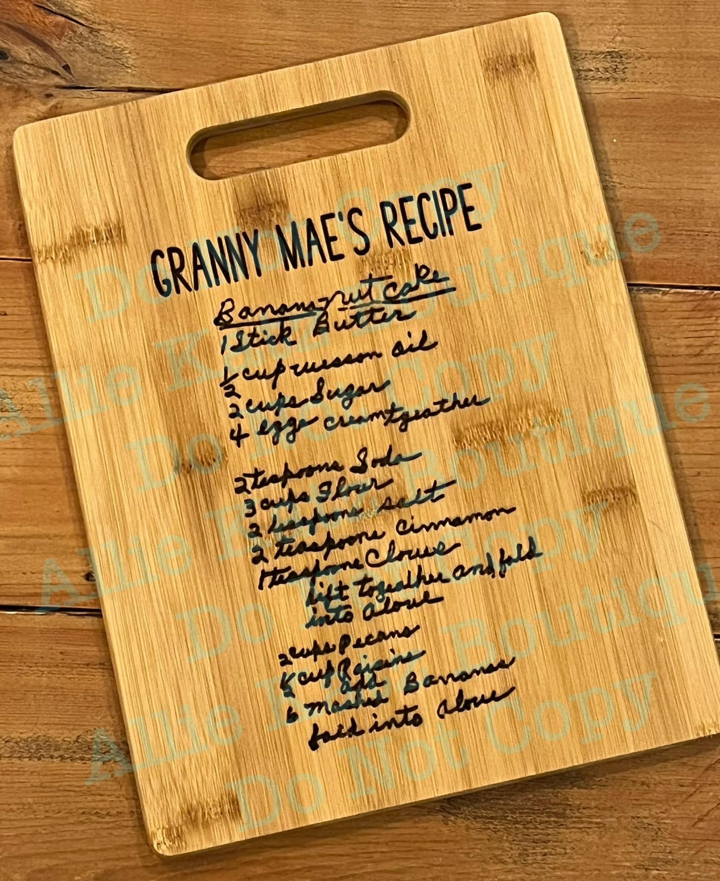 Handwritten Recipe or Artwork Cutting Board