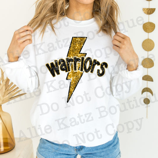 Faux Sequin Lightning School Spirit shirt (Any Mascot)