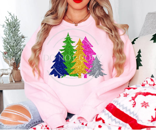 Faux Glitter Christmas Tree Shirt