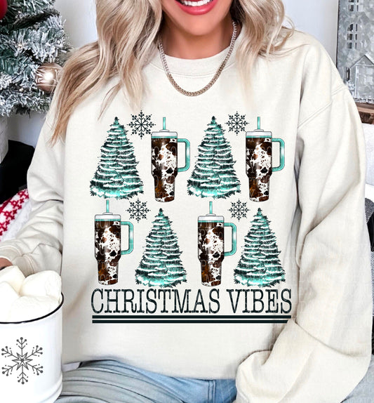 Christmas Vibes Cow Print Shirt