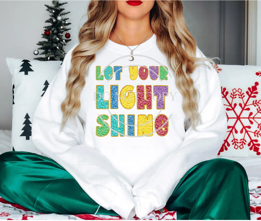 Faux Chenille Let Your Light Shine Christmas Shirt
