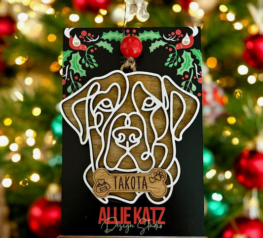 Line Art Dog Ornament for Fundraiser- Personalized