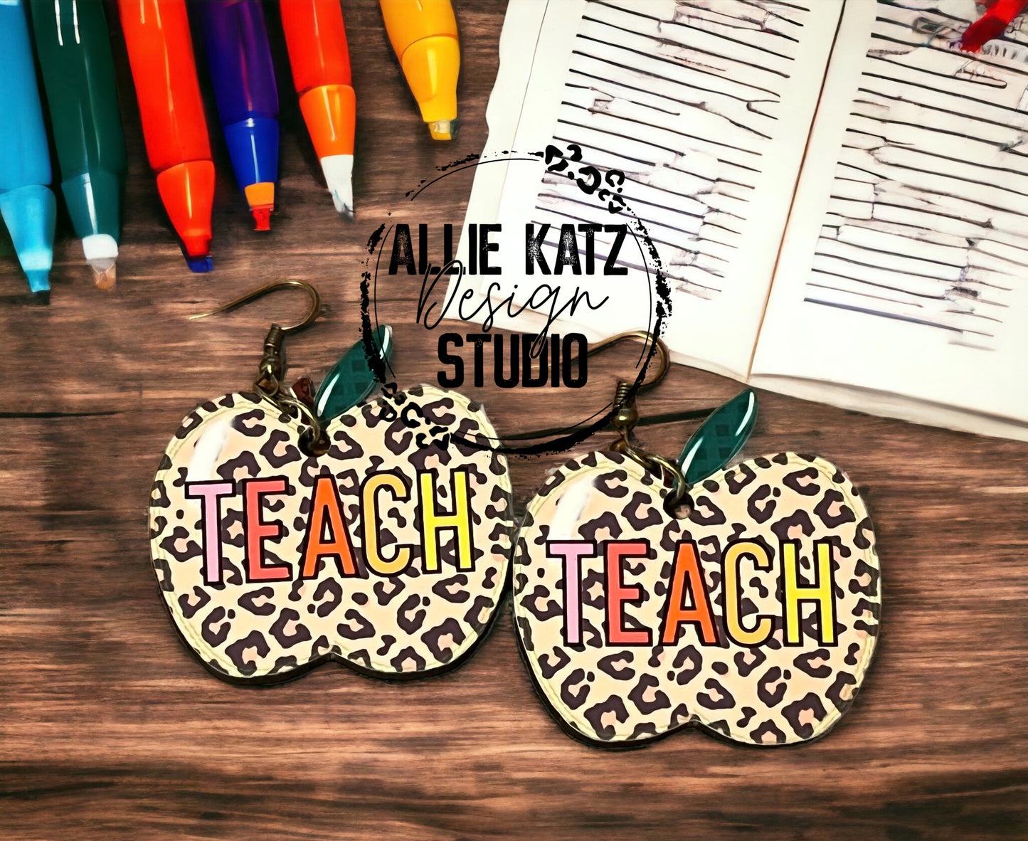Teach Leopard Apple Earrings