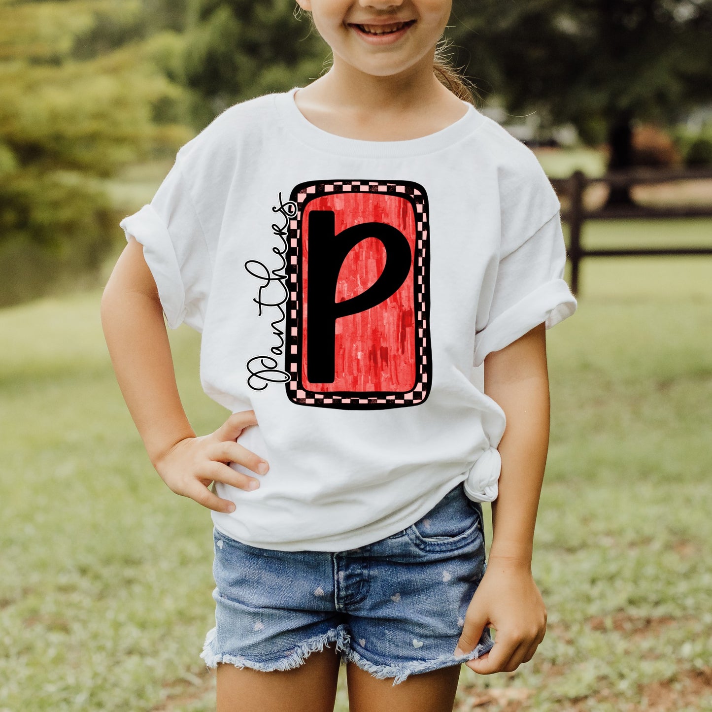 Panthers Stroke Letter Mascot Spirit Tee