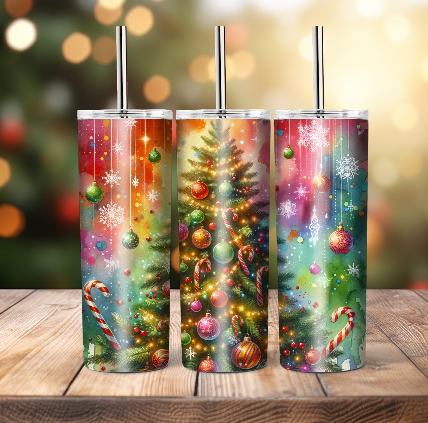 Colorful Tree Christmas Tumbler