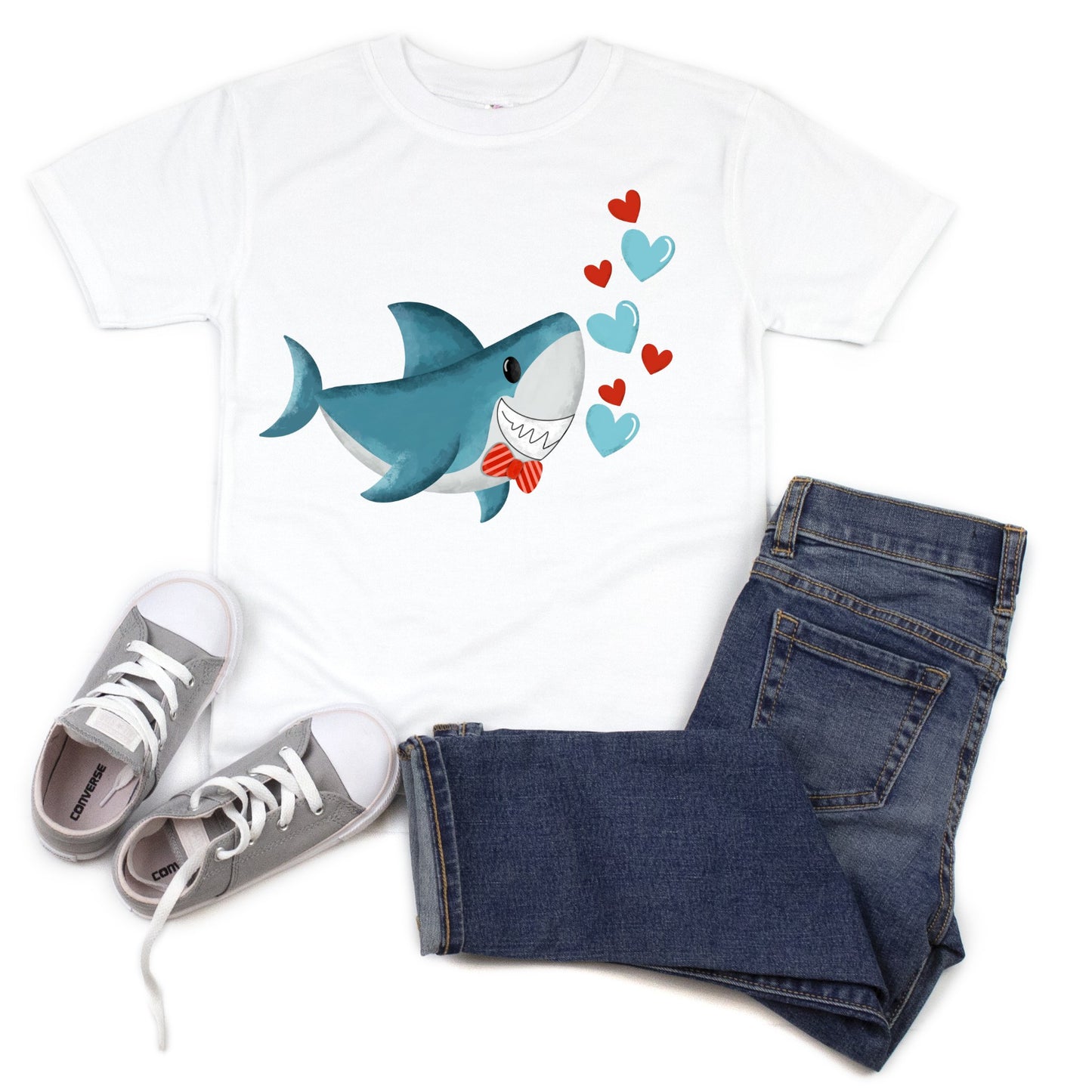 Boys Shark Valentines Shirt